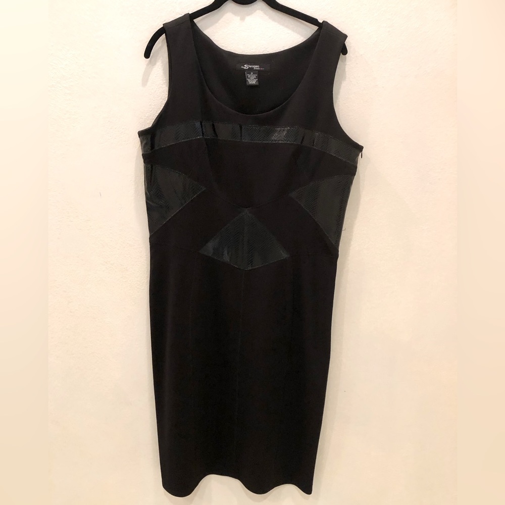 Black knit dress with faux snakeskin trim size 12